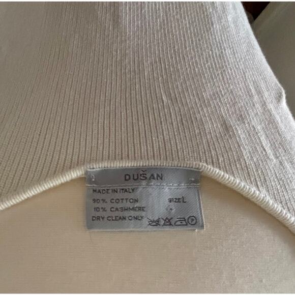 Dusan Italy White Knit Top Women’s Size L Cotton Cashmere Blend Minimalist - Picture 6 of 10